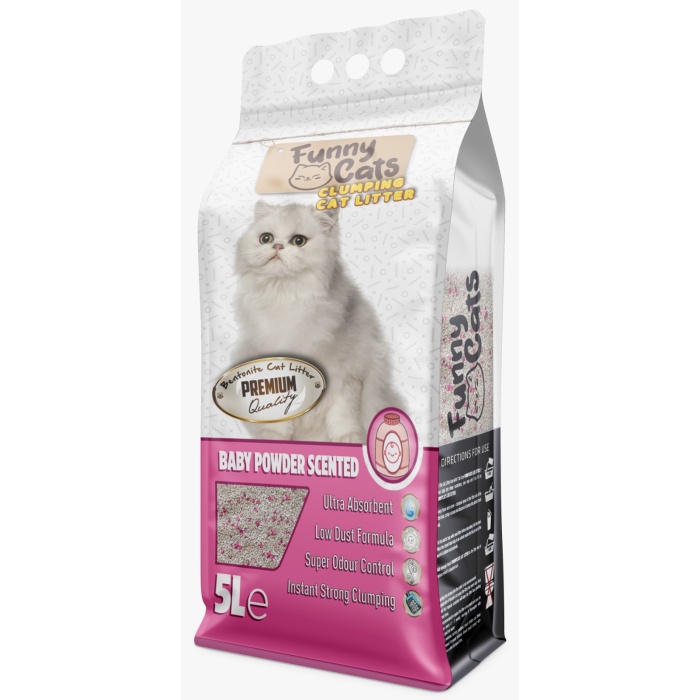 فاني كات رمل للقطط برائحة بودرة الاطفال 5 لتر