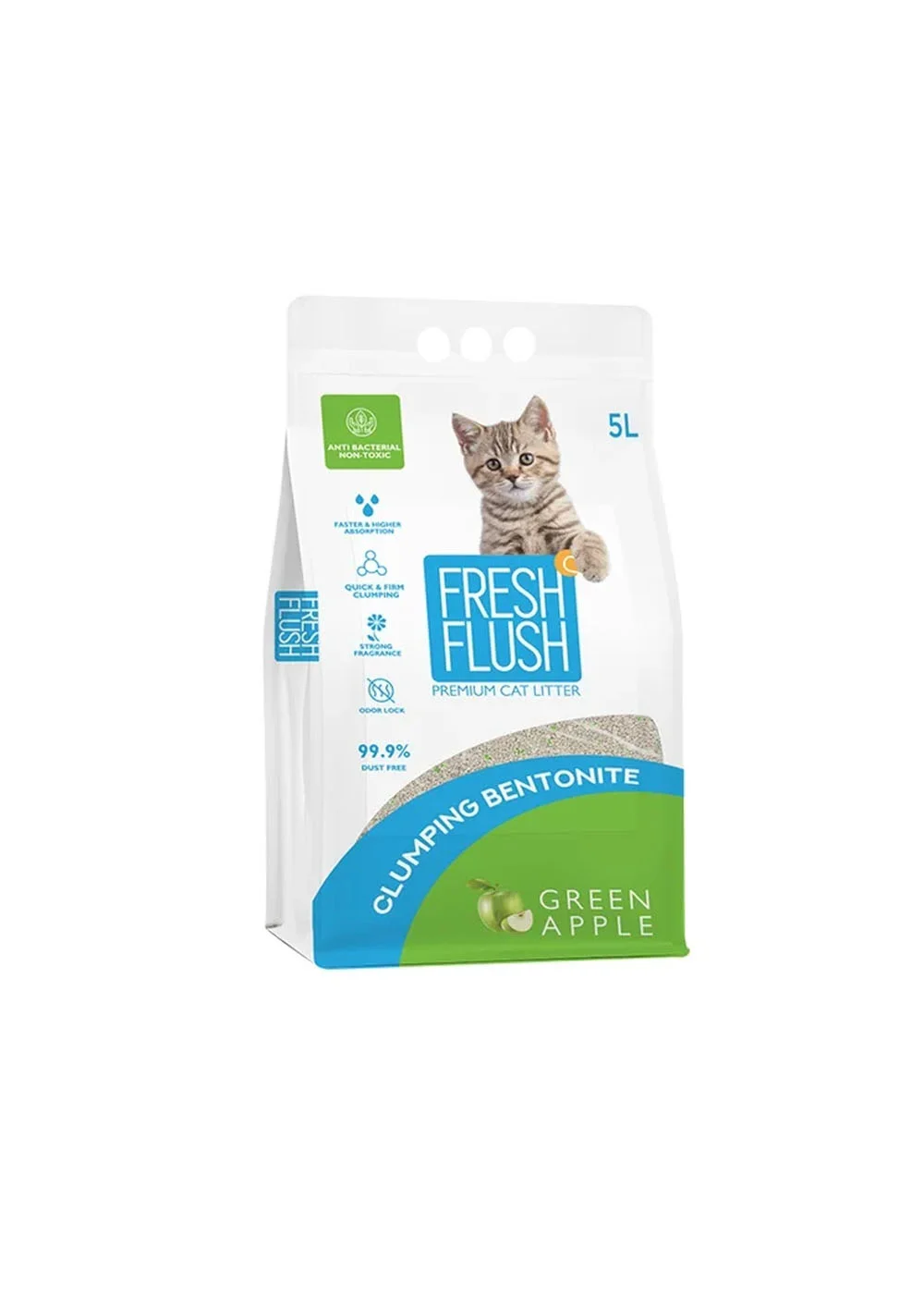 FRESH FLUSH LITTER WITH Green Apple 5 Liter