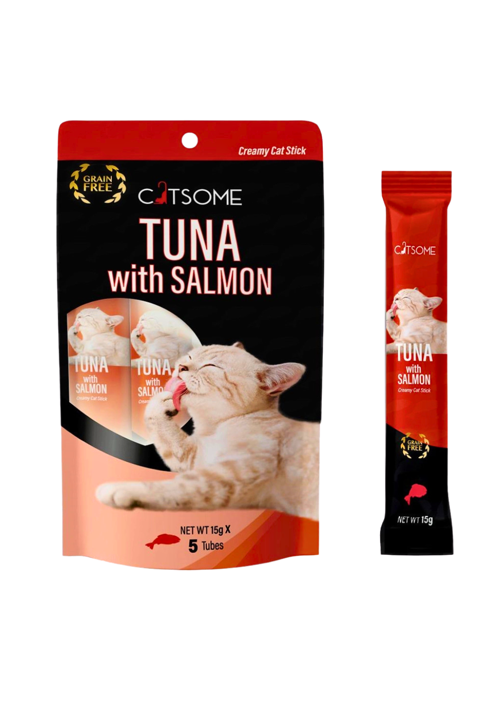 Cat some tuna with salmon creamy treats
